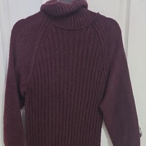 Altar'd State Burgundy Ribbed Cowl Neck Sweater